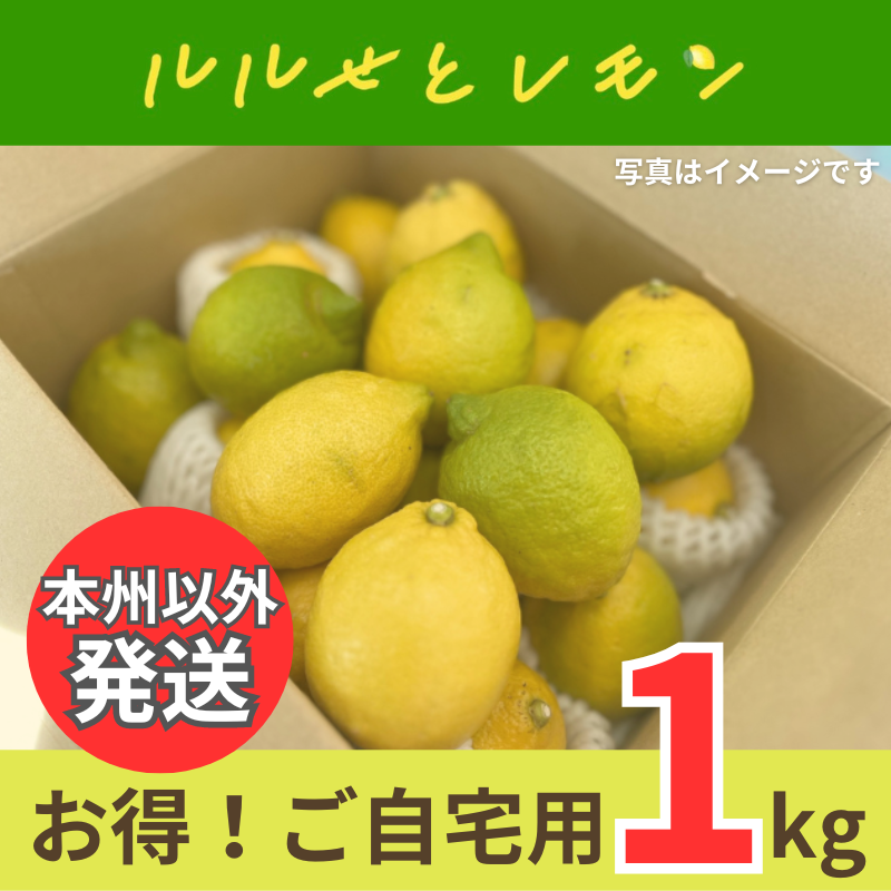 【本州以外発送】1kg ルルせとレモン お得ご自宅用 サイズミックス 国産 瀬戸内海 瀬戸内レモン 6〜8個前後 送料込